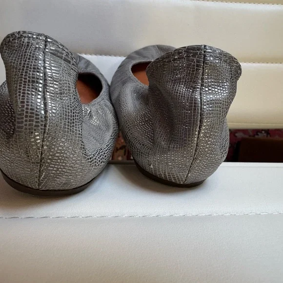 Lanvin Paris SILVER Textured flats Shoes Ballet Slip On 6.5-7 LEATHER - Picture 4 of 9